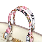 Structured White Leather Purse – Genuine Leather Tote with Gold Lock & Removable Strap - in White | Arvea Bags