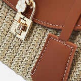Structured Woven Handbag with Faux Leather Flap – Top Handle & Rope Strap - in Tan Brown | Arvea Bags