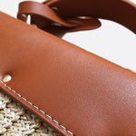 Structured Woven Handbag with Faux Leather Flap – Top Handle & Rope Strap - in Tan Brown | Arvea Bags