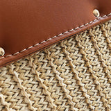 Structured Woven Handbag with Faux Leather Flap – Top Handle & Rope Strap - in Tan Brown | Arvea Bags