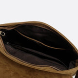 Suede Fringe Shoulder Bag – Boho Crossbody Saddle Bag - in Classic Brown | Arvea Bags