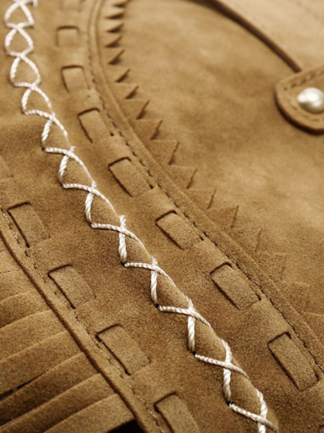 Suede Fringe Shoulder Bag – Boho Crossbody Saddle Bag - in Classic Brown | Arvea Bags