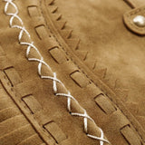 Suede Fringe Shoulder Bag – Boho Crossbody Saddle Bag - in Classic Brown | Arvea Bags
