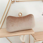 Sylmara | Velvet & Pearl Embellished Evening Clutch – Timeless Elegance - in Apricot | Arvea Bags