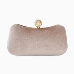 Sylmara | Velvet & Pearl Embellished Evening Clutch – Timeless Elegance - in Apricot | Arvea Bags