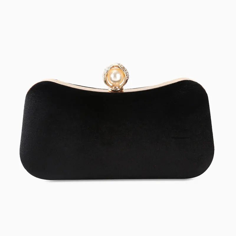 Sylmara | Velvet & Pearl Embellished Evening Clutch – Timeless Elegance - in Black | Arvea Bags