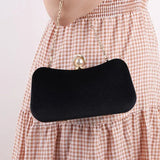 Sylmara | Velvet & Pearl Embellished Evening Clutch – Timeless Elegance - in Black | Arvea Bags