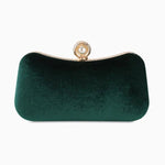 Sylmara | Velvet & Pearl Embellished Evening Clutch – Timeless Elegance - in Green | Arvea Bags