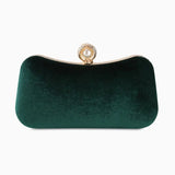 Sylmara | Velvet & Pearl Embellished Evening Clutch – Timeless Elegance - in Green | Arvea Bags