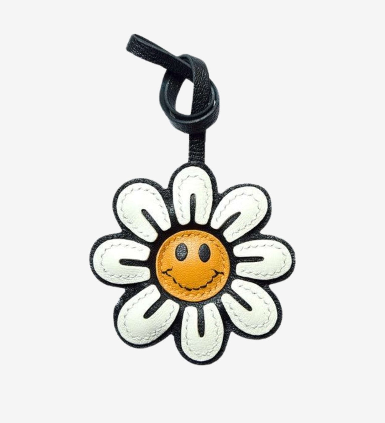 Sylvara | Smiley Daisy Leather Bag Charm – Cheerful, Stylish & Fun - in Light Beige | Arvea Bags