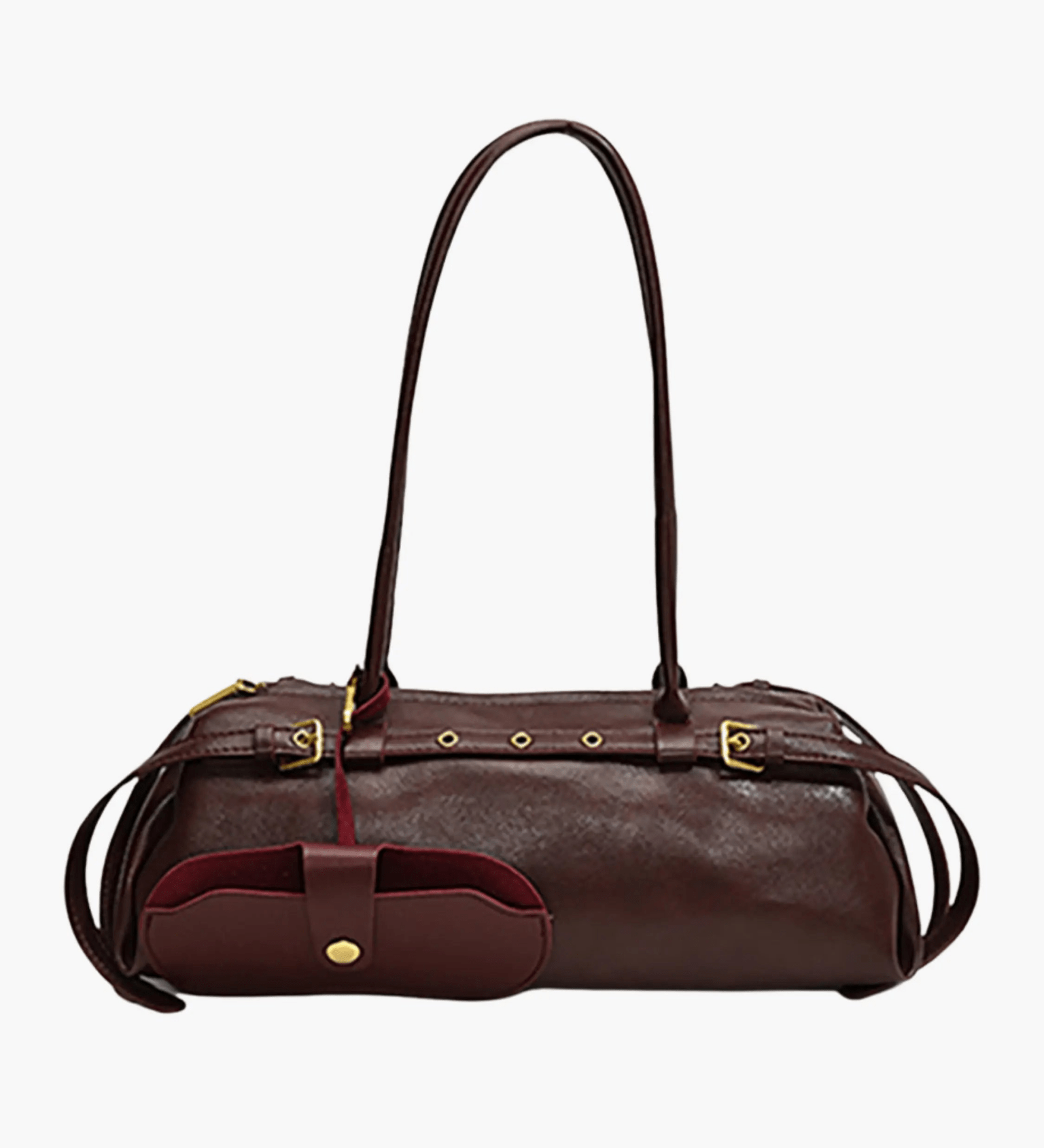 Sylvaris | Black Leather Shoulder Bag – Sleek & Sophisticated - in Wine Red | Arvea Bags