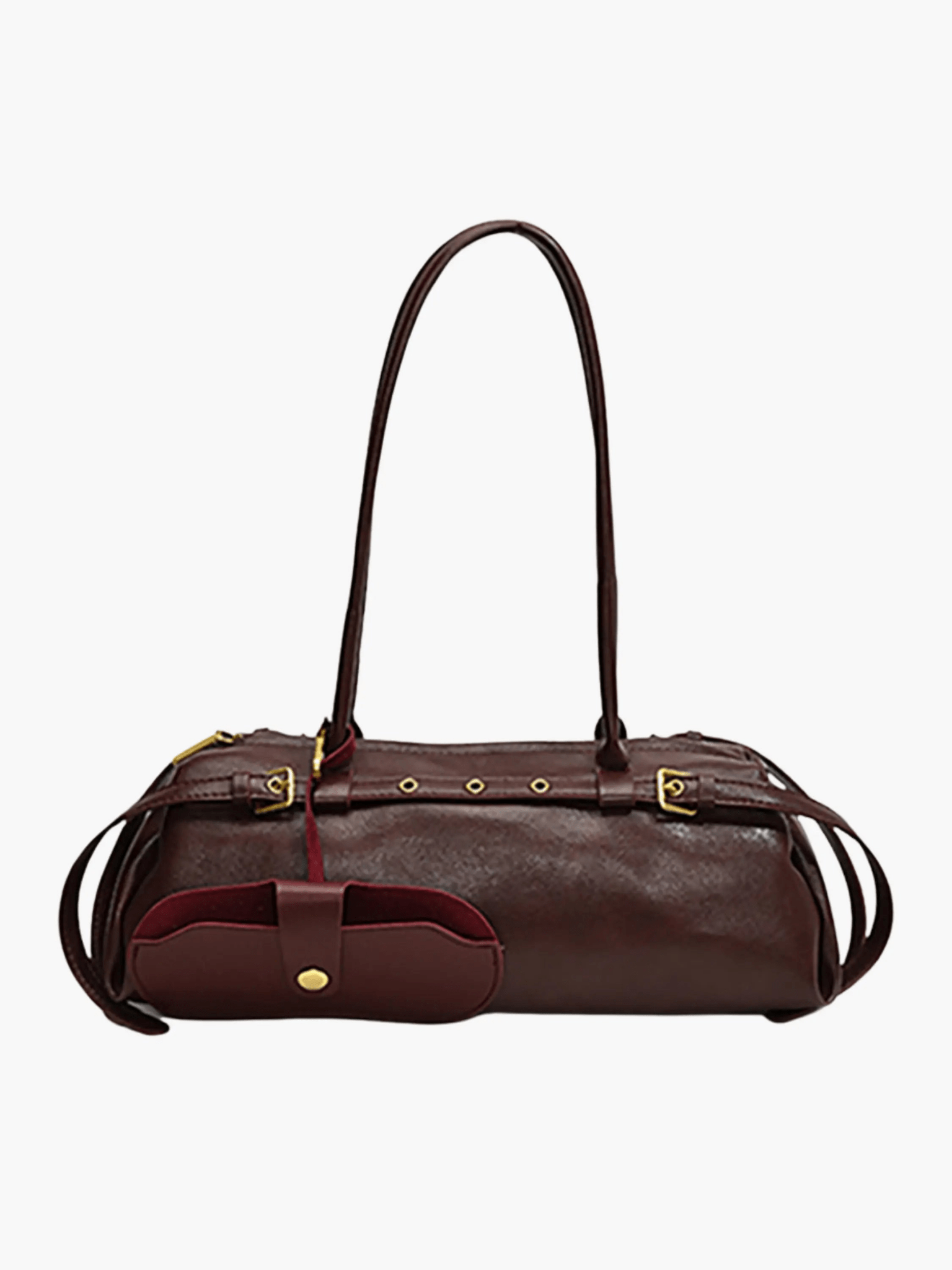 Sylvaris | Black Leather Shoulder Bag – Sleek & Sophisticated - in Wine Red | Arvea Bags