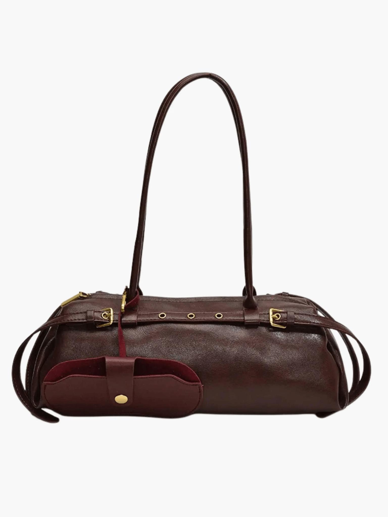 Sylvaris | Black Leather Shoulder Bag – Sleek & Sophisticated - in Wine Red | Arvea Bags