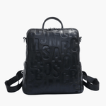 Sylvaya | Embossed Black Leather Backpack – Bold & Urban - in Black | Arvea Bags