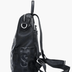 Sylvaya | Embossed Black Leather Backpack – Bold & Urban - in Black | Arvea Bags