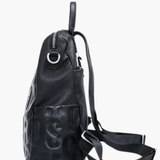Sylvaya | Embossed Black Leather Backpack – Bold & Urban - in Black | Arvea Bags