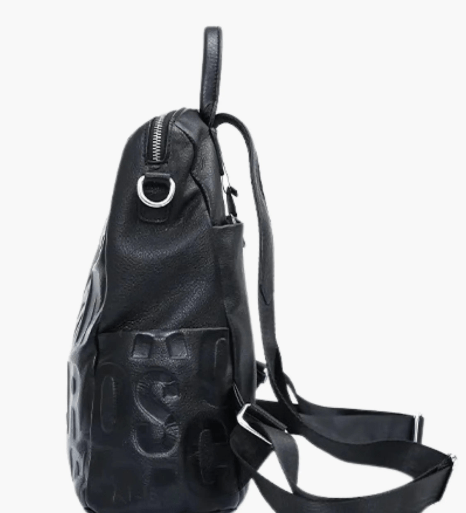 Sylvaya | Embossed Black Leather Backpack – Bold & Urban - in Black | Arvea Bags