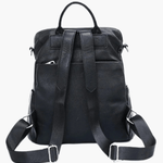 Sylvaya | Embossed Black Leather Backpack – Bold & Urban - in Black | Arvea Bags
