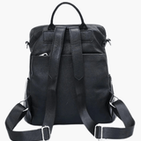 Sylvaya | Embossed Black Leather Backpack – Bold & Urban - in Black | Arvea Bags