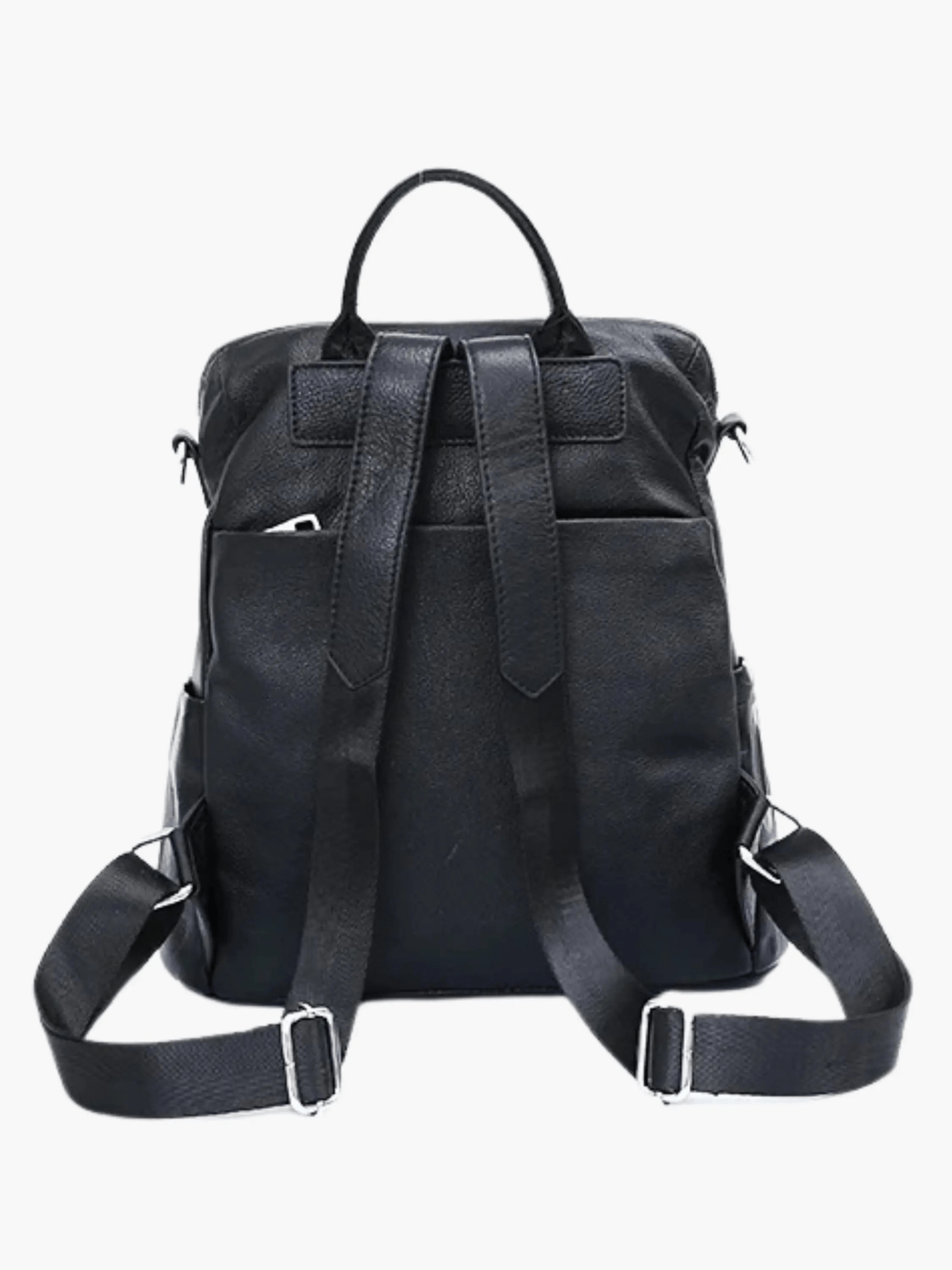 Sylvaya | Embossed Black Leather Backpack – Bold & Urban - in Black | Arvea Bags