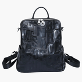 Sylvaya | Embossed Black Leather Backpack – Bold & Urban - in Black | Arvea Bags