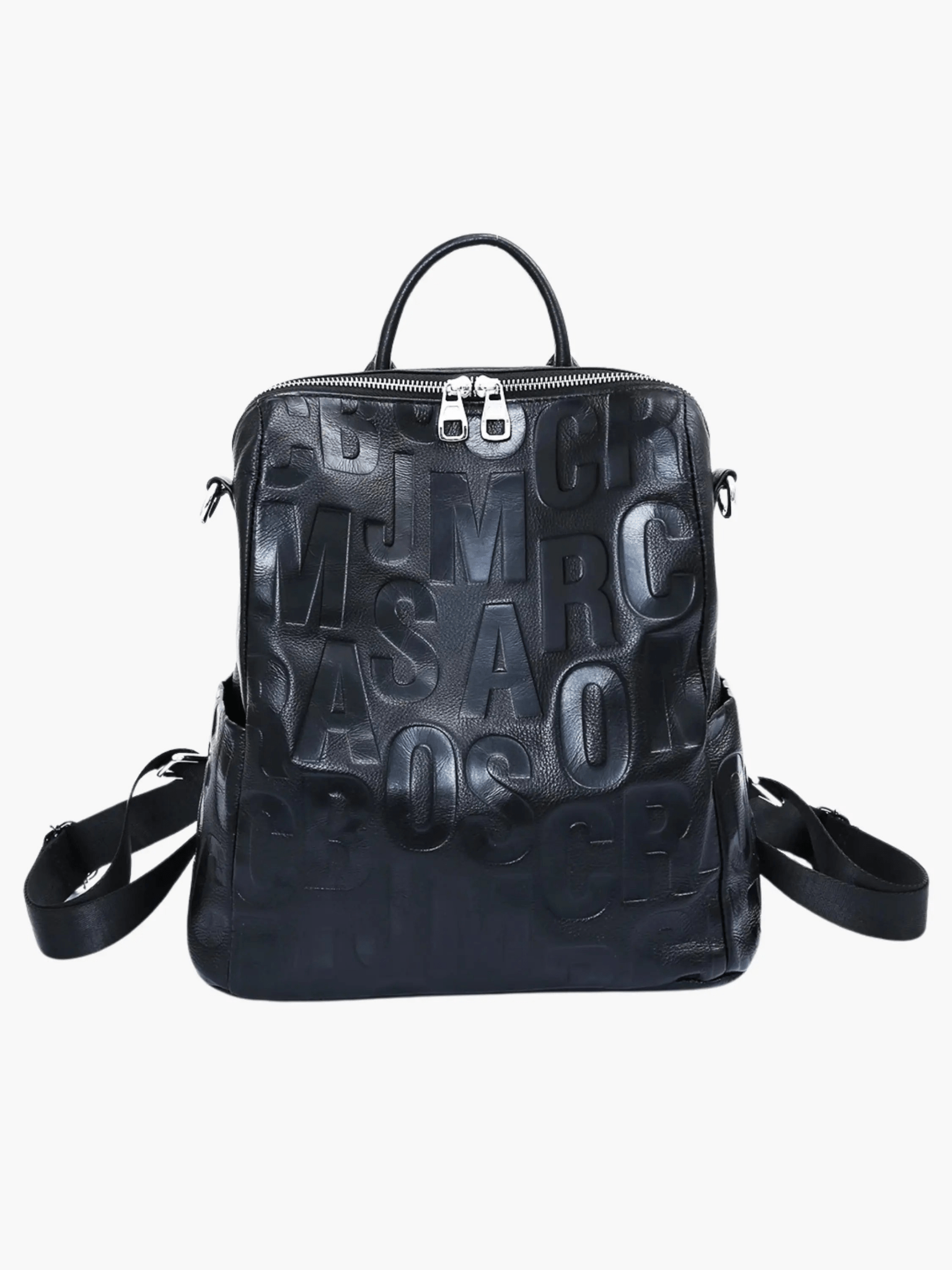 Sylvaya | Embossed Black Leather Backpack – Bold & Urban - in Black | Arvea Bags