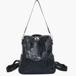 Sylvaya | Embossed Black Leather Backpack – Bold & Urban - in Black | Arvea Bags