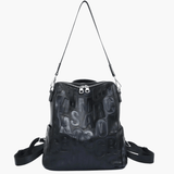 Sylvaya | Embossed Black Leather Backpack – Bold & Urban - in Black | Arvea Bags