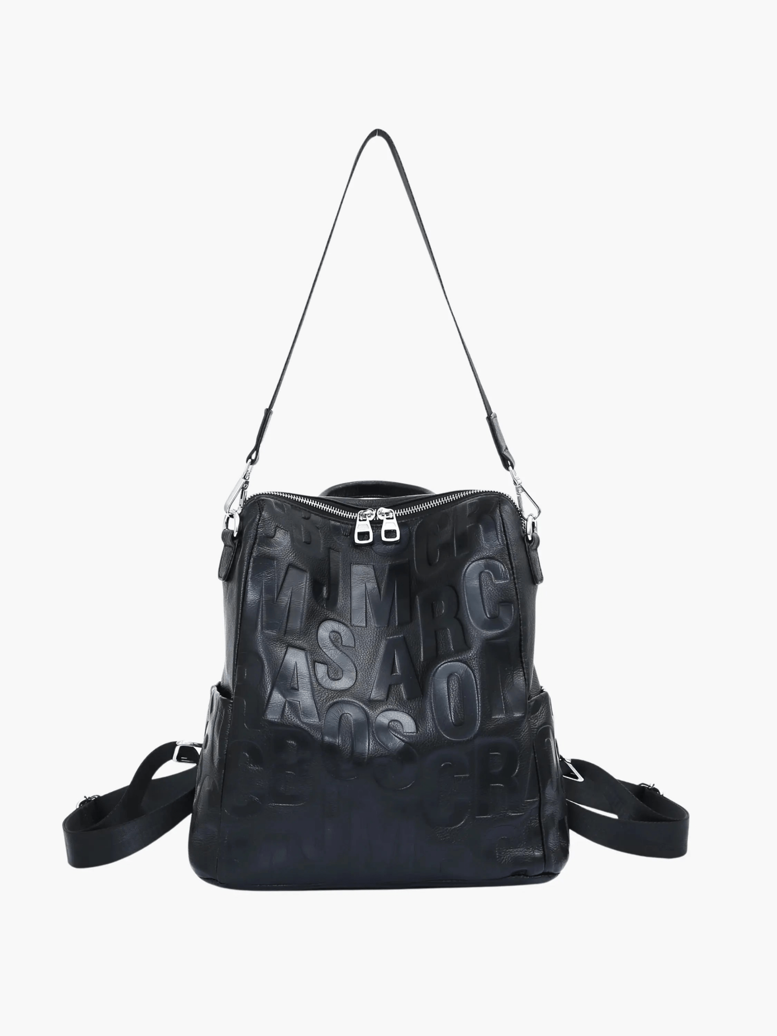 Sylvaya | Embossed Black Leather Backpack – Bold & Urban - in Black | Arvea Bags