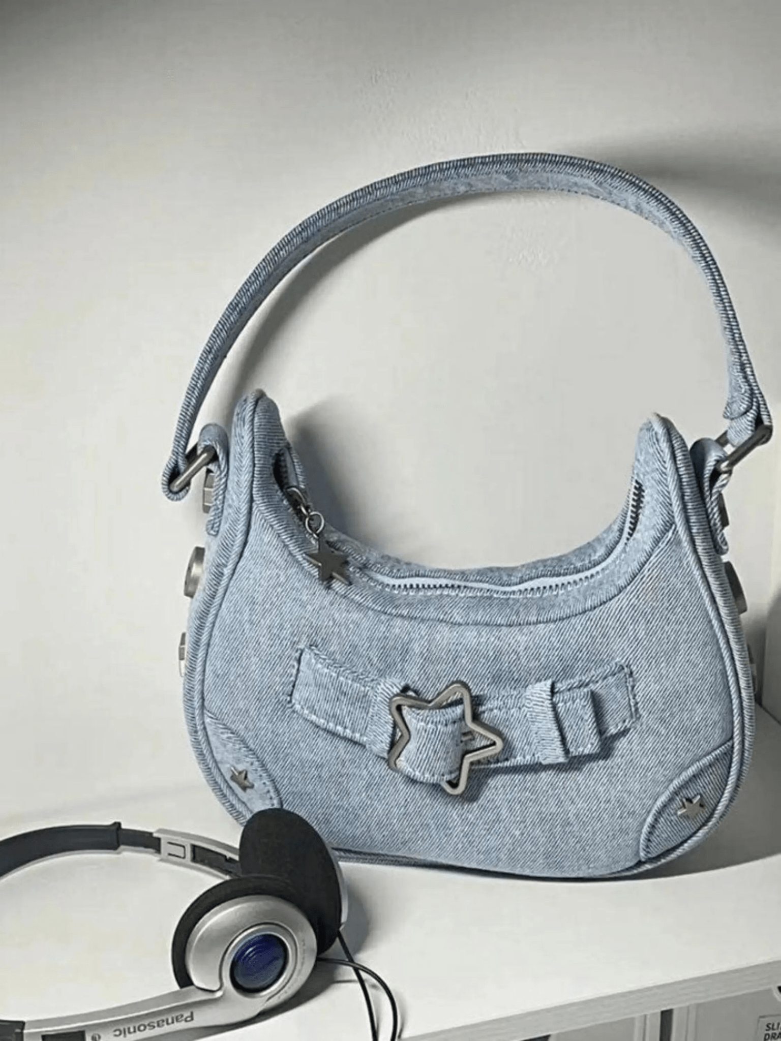 Sylvienne | Luxe White Star - Embellished Shoulder Bag – Playful & Chic - in Teal | Arvea Bags