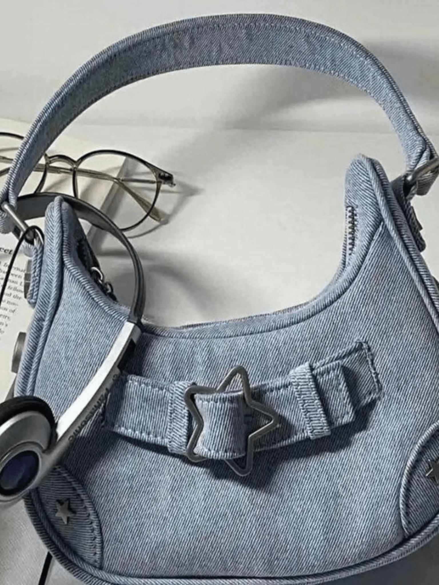 Sylvienne | Luxe White Star - Embellished Shoulder Bag – Playful & Chic - in Teal | Arvea Bags