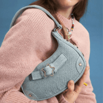 Sylvienne | Luxe White Star - Embellished Shoulder Bag – Playful & Chic - in Teal | Arvea Bags