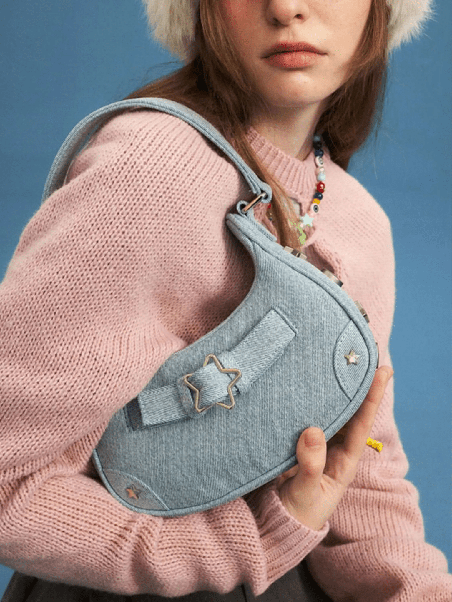 Sylvienne | Luxe White Star - Embellished Shoulder Bag – Playful & Chic - in Teal | Arvea Bags