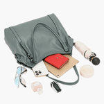 Talyssia | Luxe Slate Blue Leather Tote Bag – Chic & Functional - in Black | Arvea Bags