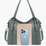 Talyssia | Luxe Slate Blue Leather Tote Bag – Chic & Functional - in Black | Arvea Bags