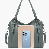 Talyssia | Luxe Slate Blue Leather Tote Bag – Chic & Functional - in Black | Arvea Bags
