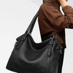 Talyssia | Luxe Slate Blue Leather Tote Bag – Chic & Functional - in Black | Arvea Bags