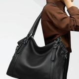 Talyssia | Luxe Slate Blue Leather Tote Bag – Chic & Functional - in Black | Arvea Bags