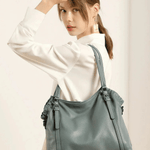 Talyssia | Luxe Slate Blue Leather Tote Bag – Chic & Functional - in Black | Arvea Bags