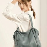 Talyssia | Luxe Slate Blue Leather Tote Bag – Chic & Functional - in Black | Arvea Bags