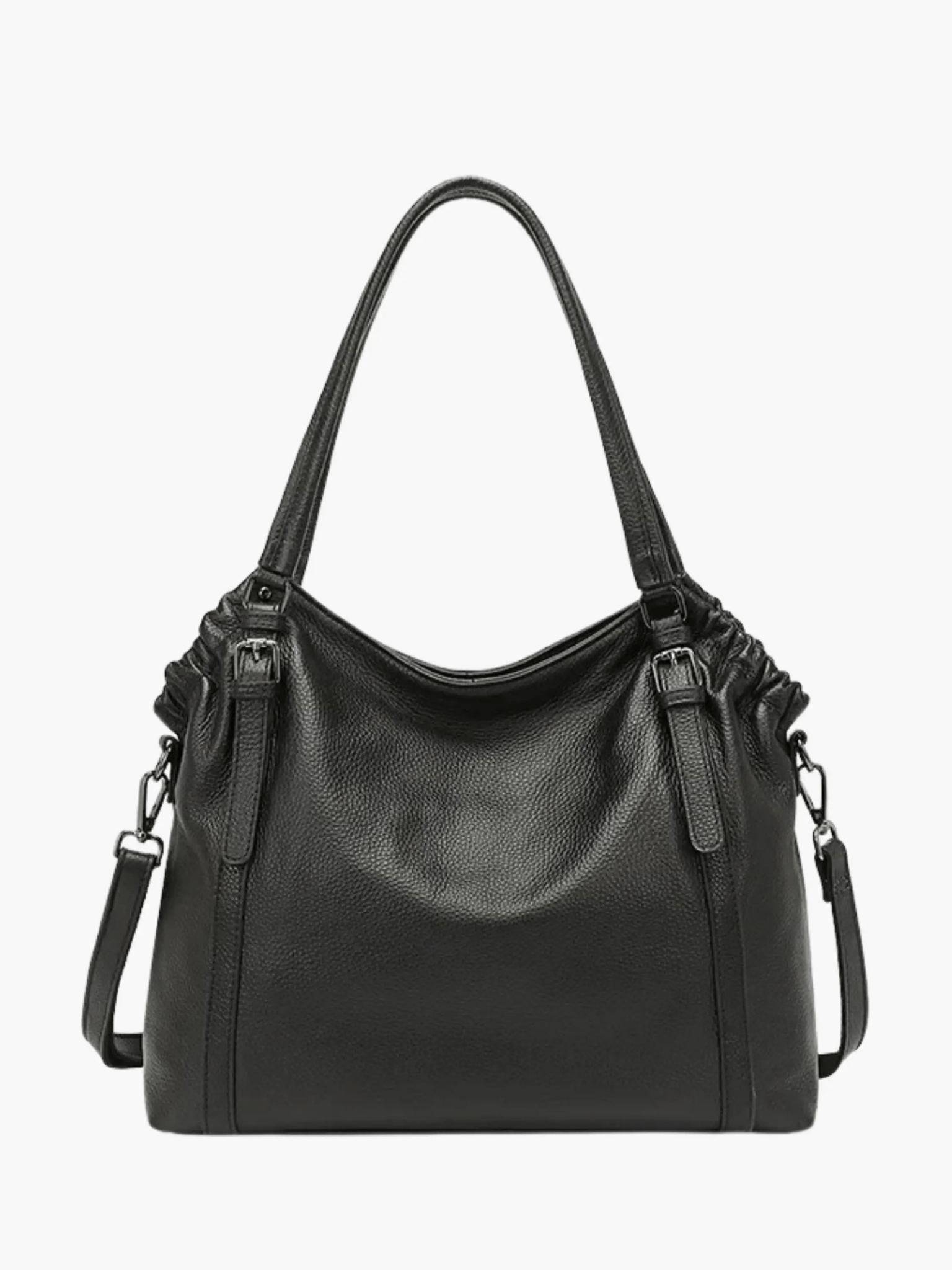 Talyssia | Luxe Slate Blue Leather Tote Bag – Chic & Functional - in Black | Arvea Bags