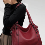 Talyssia | Luxe Slate Blue Leather Tote Bag – Chic & Functional - in Red | Arvea Bags