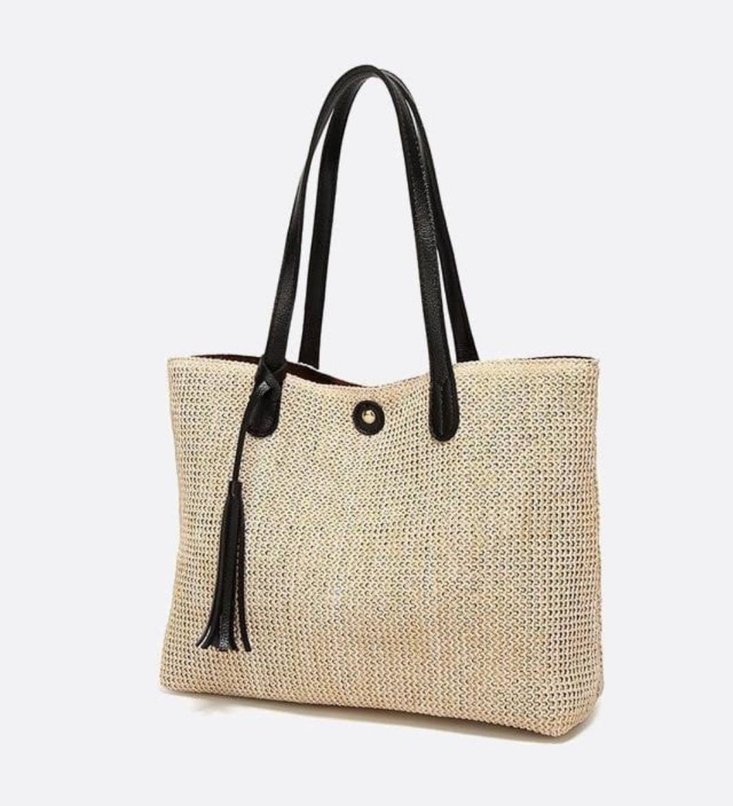Tassel - Detail Woven Shoulder Bag – Elegant & Functional - in Black | Arvea Bags