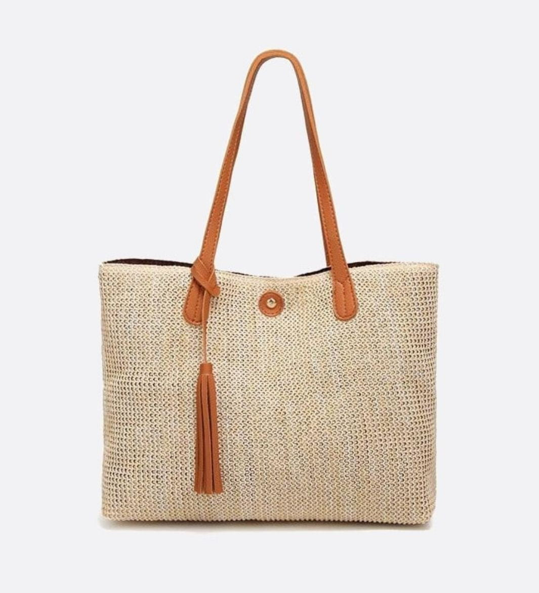 Tassel - Detail Woven Shoulder Bag – Elegant & Functional - in Camel | Arvea Bags