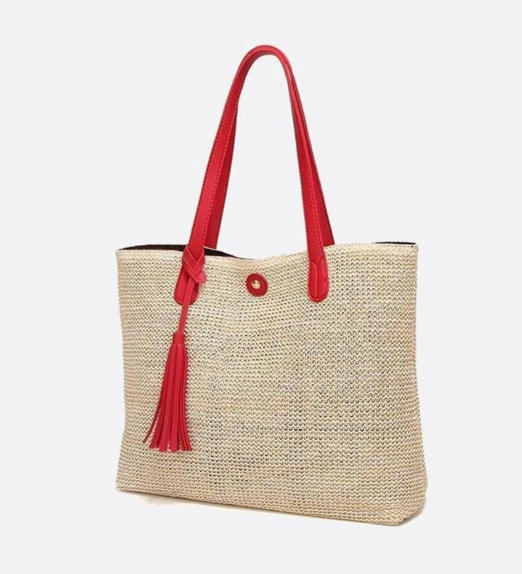 Tassel - Detail Woven Shoulder Bag – Elegant & Functional - in Red | Arvea Bags