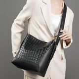 Tauriel | Black Woven Leather Crossbody Bag – Sleek & Timeless Design - in Black | Arvea Bags