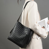 Tauriel | Black Woven Leather Crossbody Bag – Sleek & Timeless Design - in Black | Arvea Bags