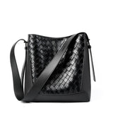 Tauriel | Black Woven Leather Crossbody Bag – Sleek & Timeless Design - in Black | Arvea Bags
