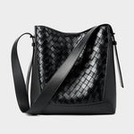 Tauriel | Black Woven Leather Crossbody Bag – Sleek & Timeless Design - in Black | Arvea Bags