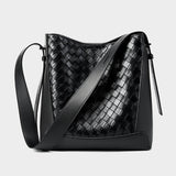 Tauriel | Black Woven Leather Crossbody Bag – Sleek & Timeless Design - in Black | Arvea Bags